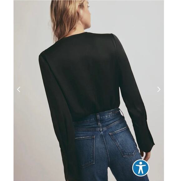 NWOT Favorite Daughter The Date Blouse in Black Satin SZ S - Picture 4 of 8